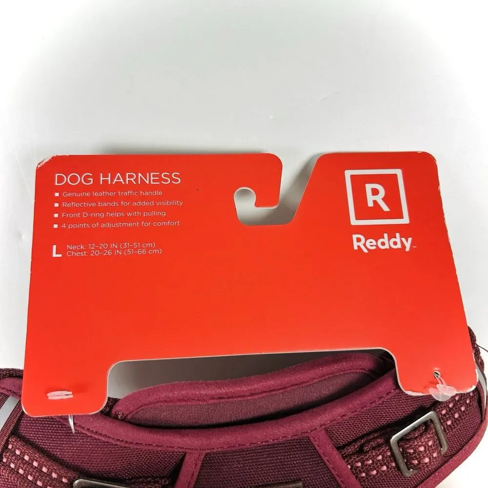 NWT Reddy Dog Harness, Size Large, Burgundy/Brown, Leather Traffic Handle